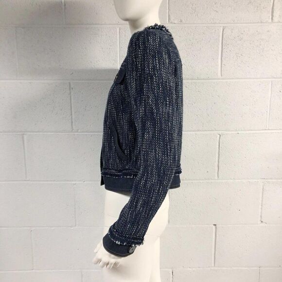 NWT Worth New York Indigo Tweed Fringe Jacket - Picture 2 of 7